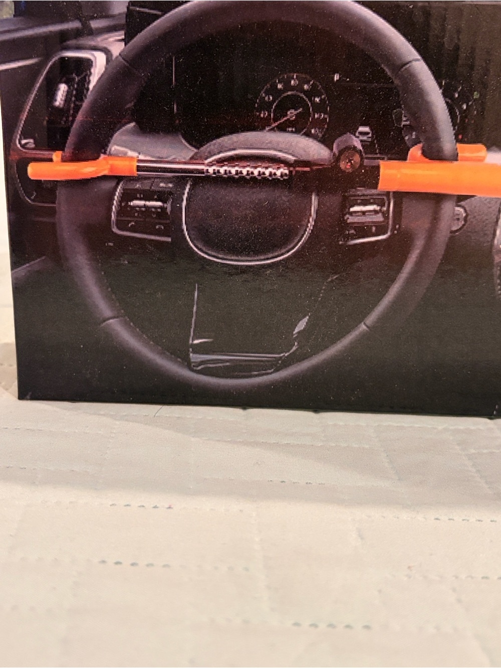 Orange Car Steering Wheel Lock - Visible Anti-Theft Device